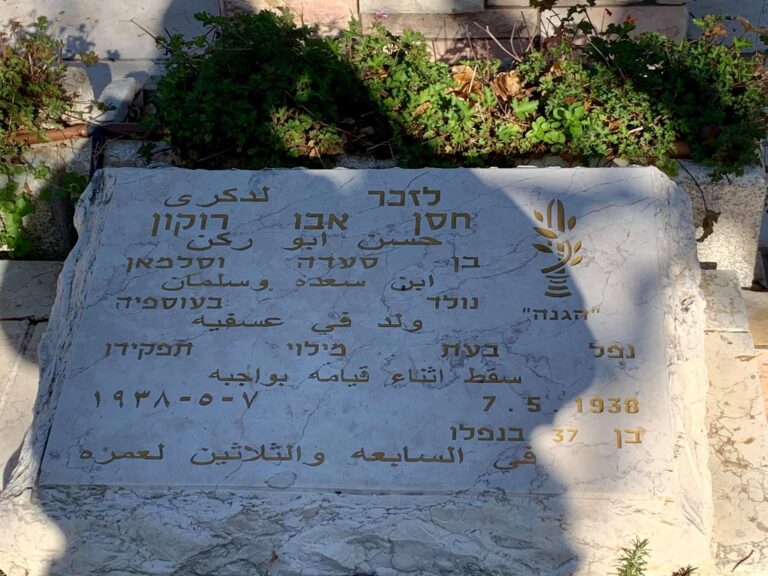 קבר דרוזי עם סמל "ההגנה" בבית העלמין בעוספיא